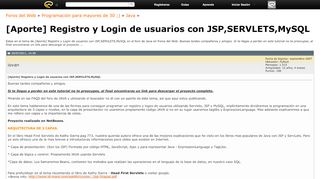 
                            3. [Aporte] Registro y Login de usuarios con JSP,SERVLETS,MySQL ...