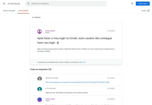 
                            12. Após fazer o meu login no Gmail, outro usuário não consegue fazer ...