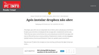 
                            8. Após instalar dropbox não abre – Paulo Cesar