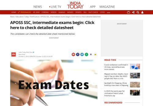 
                            10. APOSS SSC, intermediate exams begin: Click here to check detailed ...