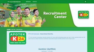 
                            6. Apoteker (Apt/Web) - PT K-24 Indonesia - Recruitment Center