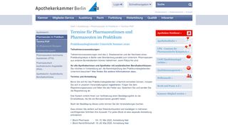 
                            2. Apothekerkammer Berlin: Termine Praktikantenunterricht