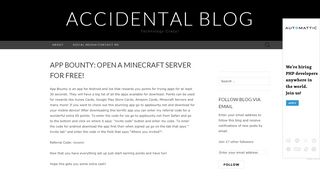 
                            10. App Bounty: Open a Minecraft server for free! | Accidental Blog