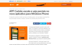 
                            3. APP Cartola: escale e veja parciais no novo aplicativo para Windows ...