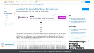 
                            12. App Crash On Google Play Games Services Login - Stack Overflow