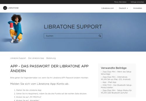 
                            4. App - Das Passwort der Libratone App ändern – Libratone Support
