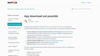 
                            6. App download not possible – Zattoo Support
