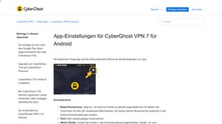 
                            13. App-Einstellungen für CyberGhost VPN 7 für Android – CyberGhost VPN