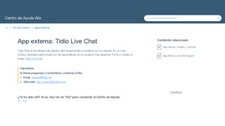 
                            5. App externa: Tidio Live Chat | Centro de Ayuda | Wix.com