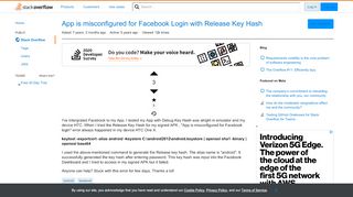 
                            8. App is misconfigured for Facebook Login with Release Key Hash ...