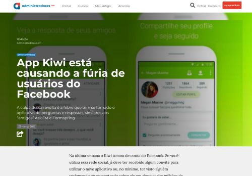 
                            6. App Kiwi está causando a fúria de usuários do Facebook - Notícias ...