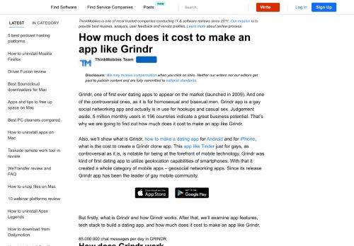 
                            8. App like Grindr - The cost to build a dating mobile app - 2019