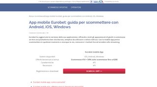 
                            2. App mobile Eurobet: come scommettere via Android, iOS e Windows