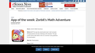 
                            11. App of the week: Zorbit's Math Adventure | eSchool News