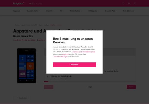 
                            12. App Store einrichten | Nokia | Lumia 925 - T-Mobile