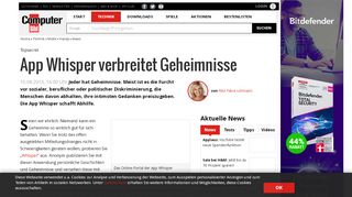 
                            7. App Whisper plaudert Nutzergeheimnisse aus - COMPUTER BILD