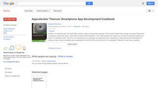 
                            11. Appcelerator Titanium Smartphone App Development Cookbook - Keputusan Buku Google