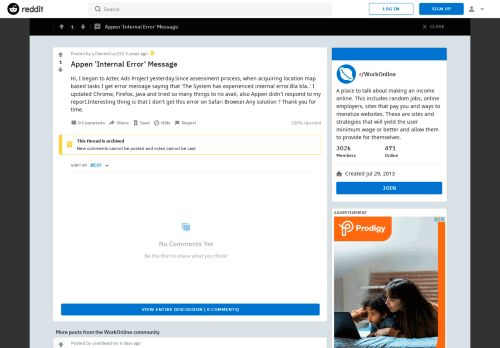 
                            3. Appen 'Internal Error' Message : WorkOnline - Reddit