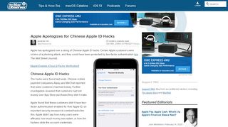 
                            13. Apple Apologizes for Chinese Apple ID Hacks - The Mac Observer