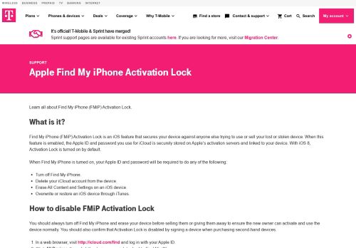 
                            7. Apple Find My iPhone Activation Lock | T-Mobile Support