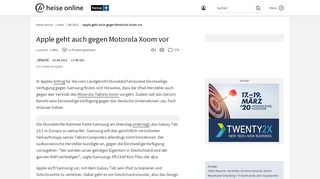 
                            12. Apple geht auch gegen Motorola Xoom vor | heise online