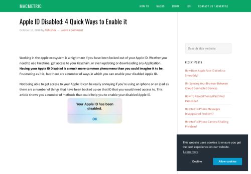 
                            12. Apple ID Disabled: 4 Quick Ways to Enable it - MacMetric