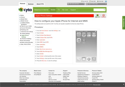 
                            8. Apple iPhone Settings | Cyta
