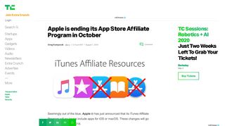 
                            7. Apple is ending its App Store Affiliate Program in October | TechCrunch