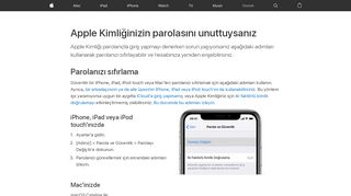 
                            2. Apple Kimliğinizin parolasını unuttuysanız - Apple Destek