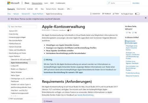 
                            13. Apple-Kontoverwaltung - Xamarin | Microsoft Docs