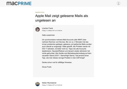 
                            5. Apple Mail zeigt gelesene Mails als ungelesen an — macprime Forum