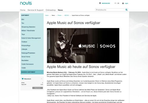 
                            10. Apple Music auf Sonos verfügbar - Novisshop
