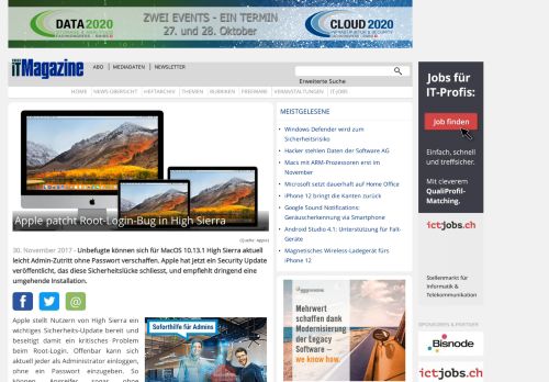 
                            11. Apple patcht Root-Login-Bug in High Sierra - IT Magazine