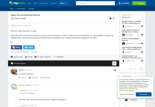 
                            6. Apple Pay und American Express - mydealz.de