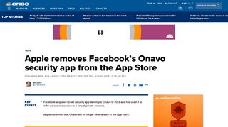 
                            9. Apple removes Facebook Onavo app from App Store - CNBC.com
