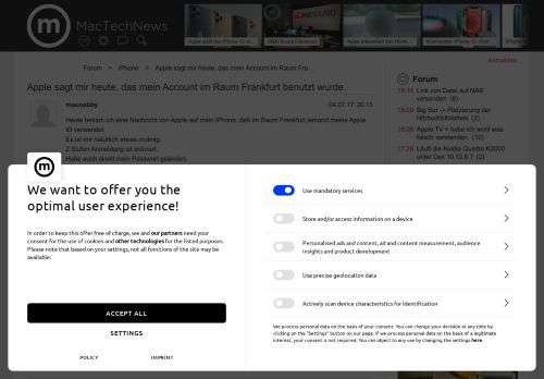 
                            4. Apple sagt mir heute, das mein Account im Raum Frankfurt benutzt ...