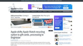 
                            7. Apple shifts Apple Watch recycling option to gift cards, processing to ...