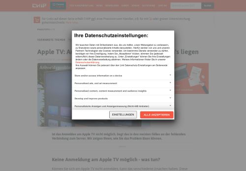 
                            9. Apple TV: Anmelden nicht möglich - daran kann's liegen - CHIP