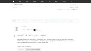 
                            5. Apple TV - Anmeldung nicht möglich - Apple Community