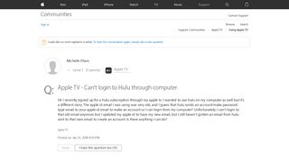 
                            3. Apple TV - Can't login to Hulu through co… - Apple Community