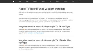 
                            8. Apple TV über iTunes wiederherstellen - Apple Support