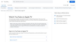 
                            13. Apple TV - YouTube Help - Google Support