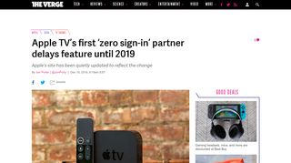 
                            12. Apple TV's first 'zero sign-in' partner delays feature until 2019 - The ...