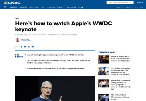 
                            13. Apple WWDC keynote: How to watch - CNBC.com