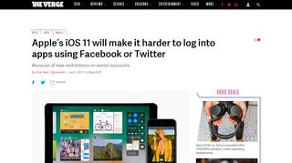 
                            10. Apple's iOS 11 will make it harder to log into apps using Facebook or ...