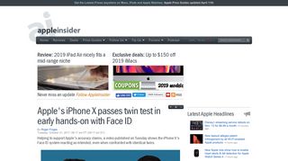 
                            9. Apple's iPhone X passes twin test in early hands-on with Face ID