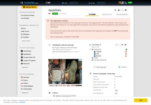 
                            6. AppleStats TeamSpeak 3 - TSViewer.com [en]
