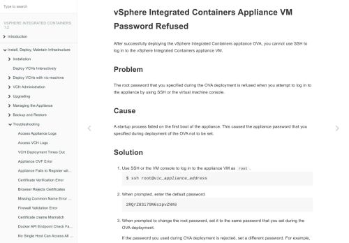 
                            6. Appliance VM Password Refused · VMware vSphere Integrated ...