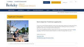 
                            2. Applicant Checklist - UC Berkeley - Admissions