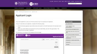 
                            4. Applicant Login - UQ Jobs - The University of Queensland, Australia